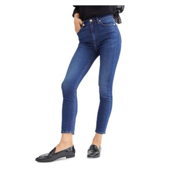 7 FOR ALL MANKIND Denim - 7 FOR ALL MANKIND Womens Navy Pocketed Zippered Ankle High Waist Jeans 30